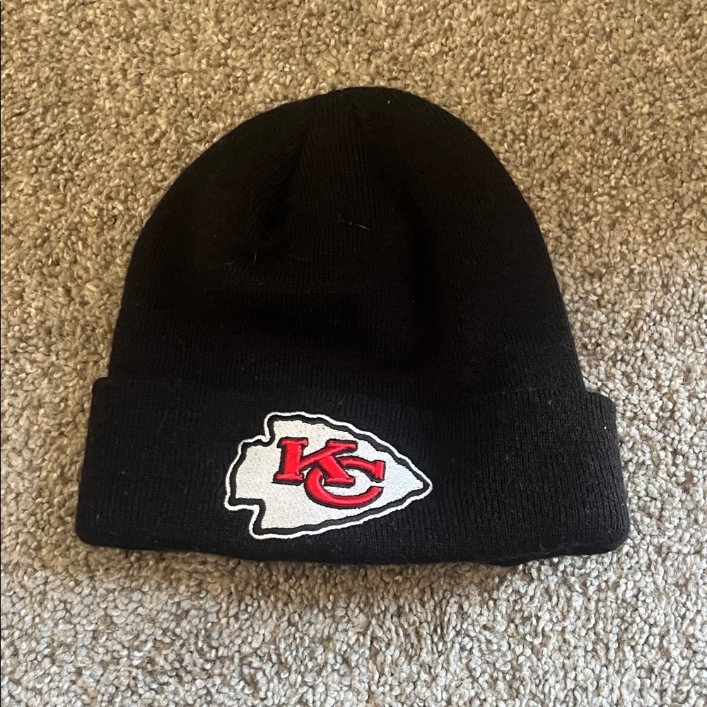 Kids Black Beanie with KC Chiefs Logo